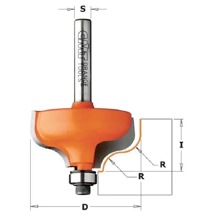 Fresa CMT profilata, smussatura ad angolo terminale, raggio 4 mm, diametro 28,7 mm, altezza di taglio 13 mm, diametro attacco 6 mm Dagaanbieding
