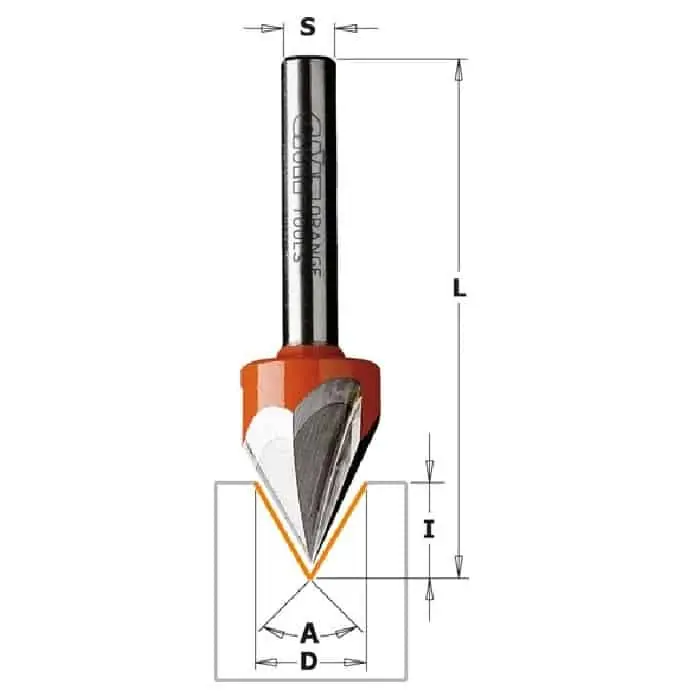 Voordeelprijs Fresa CMT laser point, diametro 12,7 mm, altezza di taglio 11 mm, diametro attacco 6 mm, angolo di taglio 60°