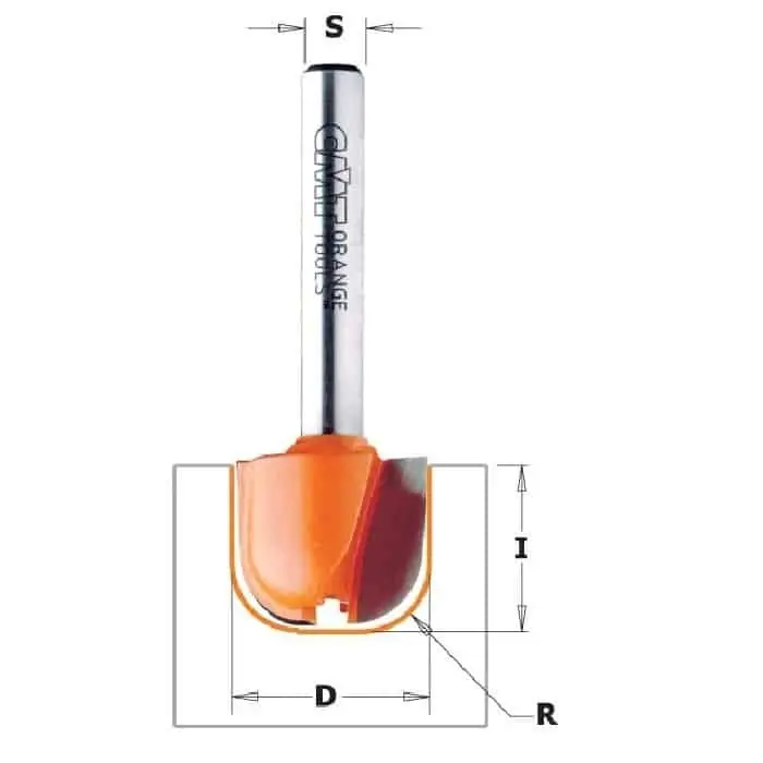 Gecertificeerd Fresa CMT per vasellame in legno, raggio 6,4 mm, diametro 19 mm, altezza di taglio 16 mm, diametro attacco 6 mm