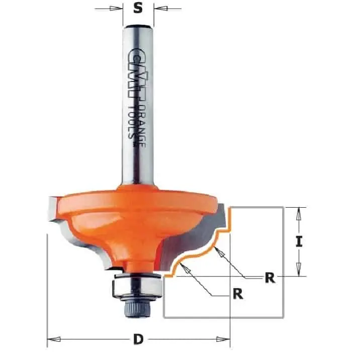Fresa CMT profilata, smussatura a doppio angolo, raggio 4,8 mm, diametro 34,2 mm, altezza di taglio 13 mm, diametro attacco 6 mm Shop Nu