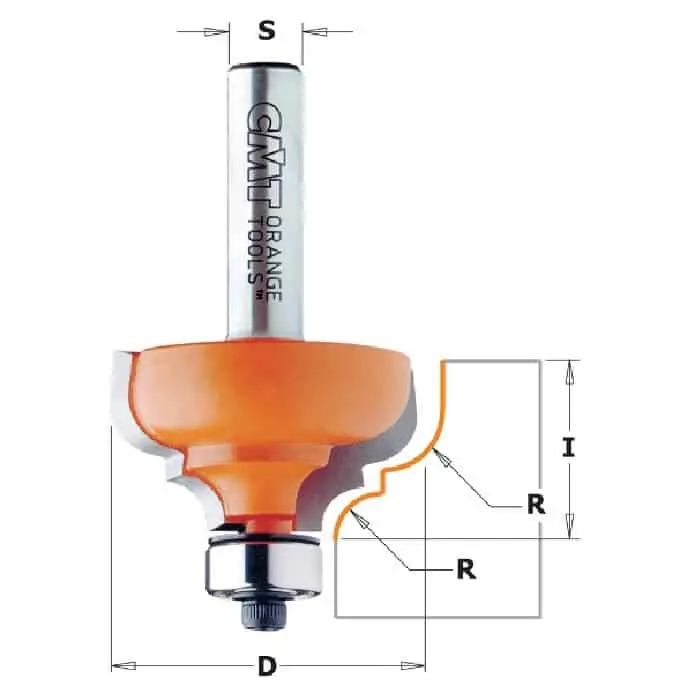 Fresa CMT profilata, smussatura ad angolo, raggio 6,4 mm, diametro 35 mm, altezza di taglio 18,5 mm, diametro attacco 6 mm Korting
