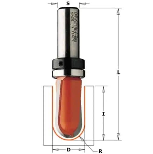 Must-Have Fresa CMT a raggio convesso, diametro 9,5 mm, altezza di taglio 19 mm