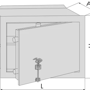 Cassaforte da murare a chiave Cisa, dimensioni 490x360x200 mm, 2 catenacci verticali e 2 catenacci orizzontali Bestel Nu