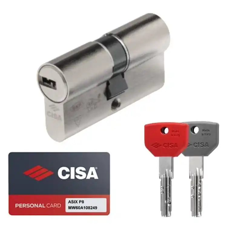 Doppio Cilindro Asix P8 PRO 0Q310.12 SD Cisa, a profilo Europeo, chiave cantiere, lunghezza 69 mm 40-30, finitura Ottone Nichelato Rechtstreeks Van De Fabrikant
