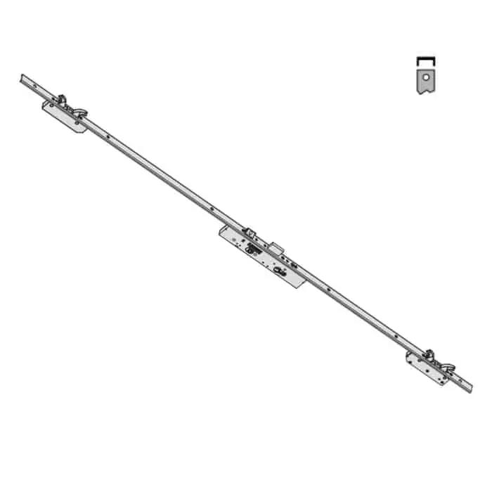Alleen Vandaag Serratura Cisa serie Multitop MAX 49656.40, multipunto a ingranaggi e cilindro, 3 punti chiusura, rasabile, frontale a U 24x5 mm, entrata 40 mm