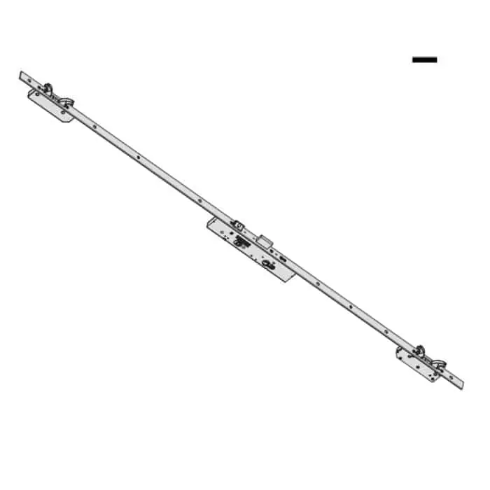 Serratura Cisa serie Multitop MAX 49746.40, multipunto a ingranaggi e cilindro, 3 punti chiusura, rasabile, frontale piatto 24x3 mm, entrata 40 mm Bestseller