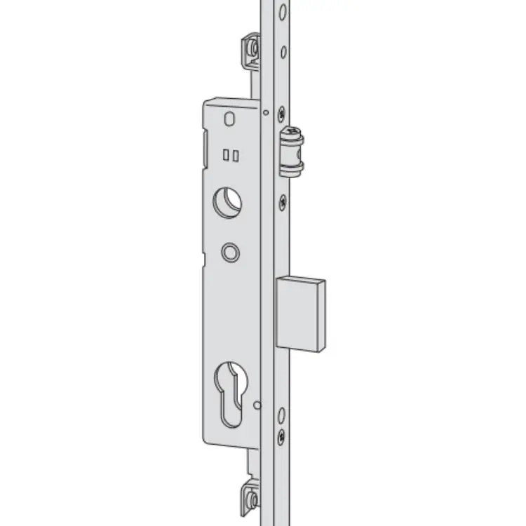 Serratura da infilare Multitop 48661 Cisa, foro Yale, 3 punti chiusura, rullo e catenacci, frontale a U 24x6 mm, entrata 35 mm, Acciaio Inox Shop Nu