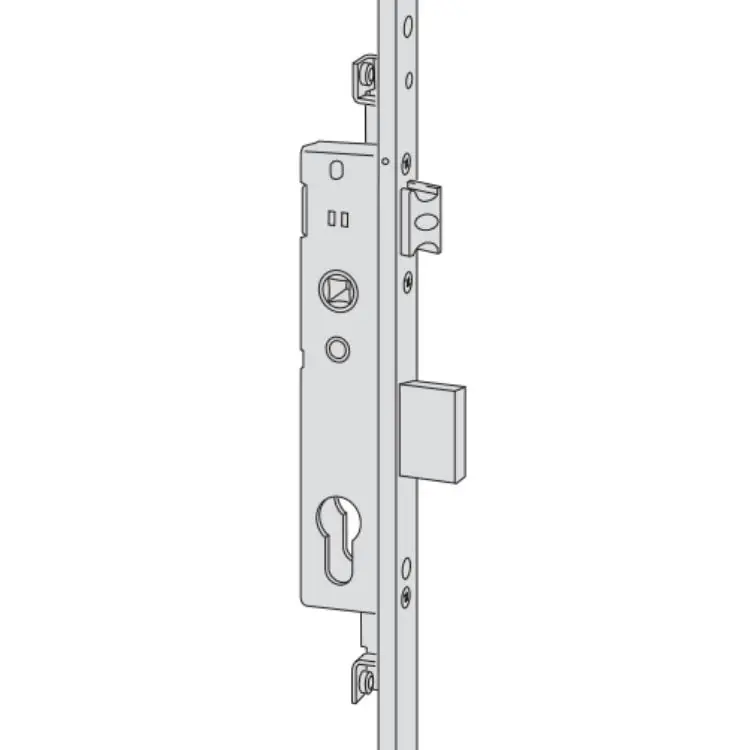 Serratura da infilare Multitop 48526 Cisa, foro Yale, 3 punti chiusura, scrocco e catenacci, frontale piatto 24x3 mm, entrata 25 mm, Acciaio Nero Seizoensaanbieding