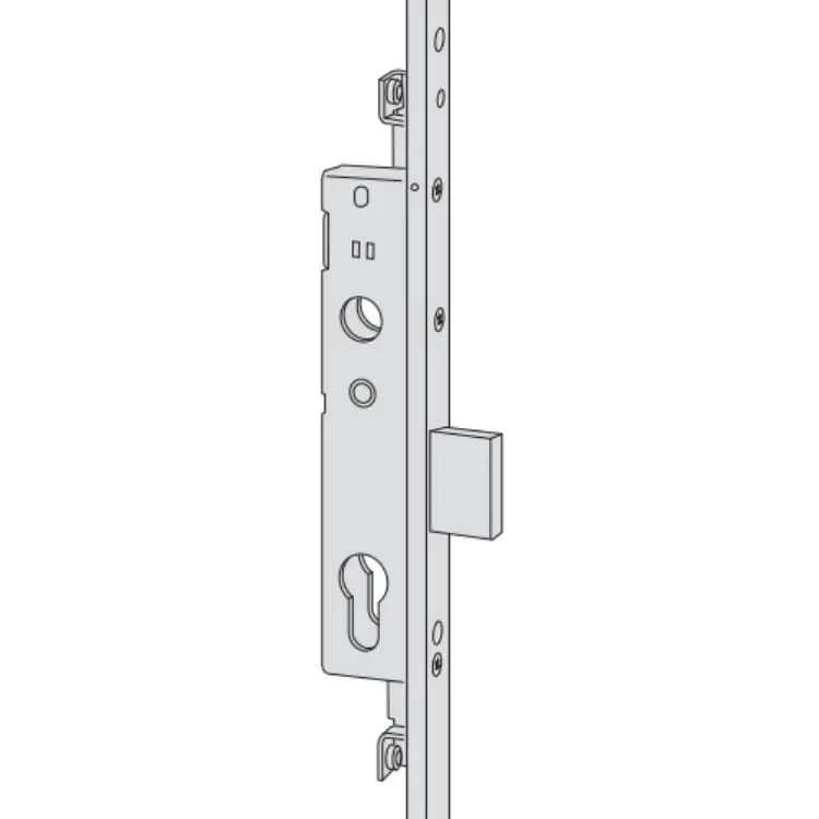 Serratura da infilare Multitop 48521 Cisa, foro Yale, 3 punti chiusura, catenacci, frontale piatto 24x3 mm, entrata 35 mm, Acciaio Nero Seizoensaanbieding