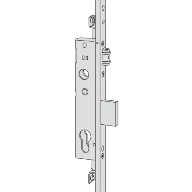 Serratura da infilare Multitop 48461 Cisa, foro Yale, 3 punti chiusura, rullo e catenacci, frontale a U 24x5 mm, entrata 35 mm, Acciaio Nero Populair