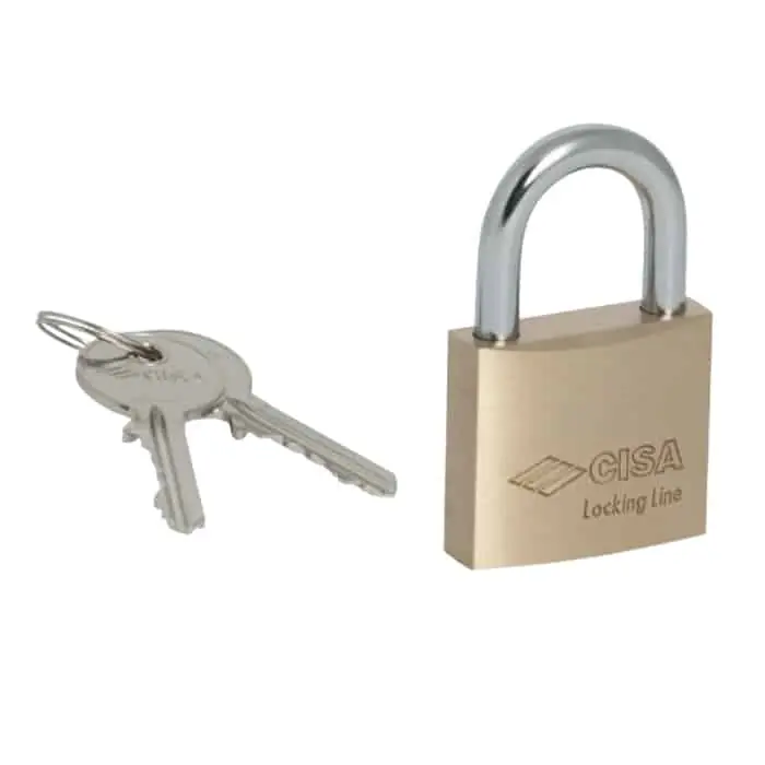 Lucchetto Cisa serie Locking Line 21010.40, a arco normale, larghezza esterna 40 mm, finitura Ottone Smerigliato Betaalbaar