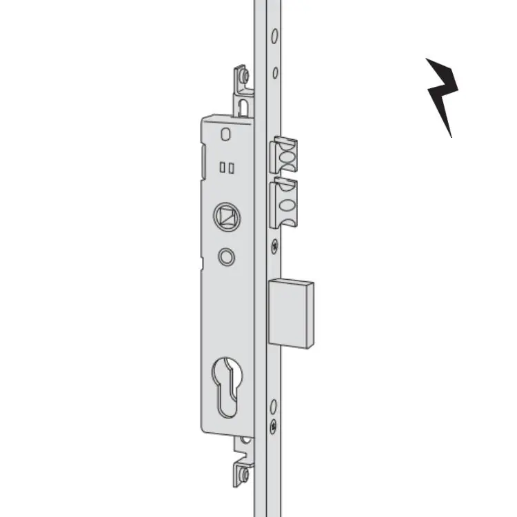 Flitsaanbieding Elettroserratura da infilare Multitop 18436 Cisa, foro Yale, 3 punti chiusura, scrocco e catenacci, frontale a U 24x5 mm, entrata 35 mm, Acciaio Nero
