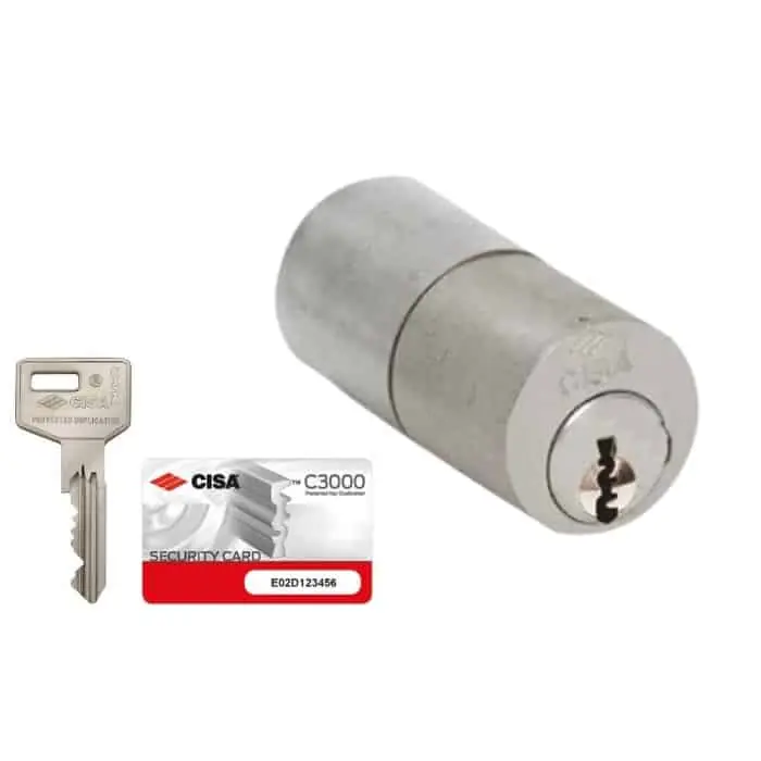 Beste Prijs Cilindro a tubo da applicare Cisa serie C3000 0N210.55, lunghezza 55 mm, finitura Ottone Sabbiato Nichelato