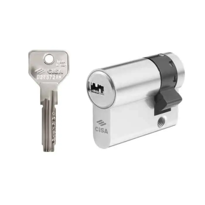 Koop Vandaag Mezzo cilindro a profilo Europeo Cisa serie Asix 0E305.02 KA, lunghezza 39,5 mm 30-10, camma 90 gradi, finitura Ottone Nichelato