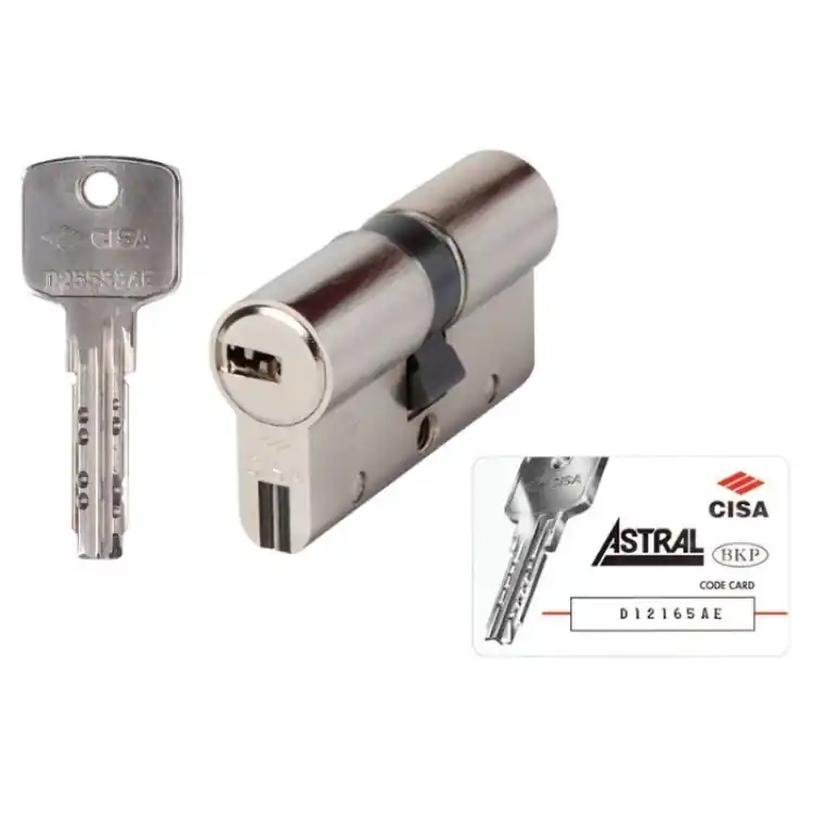 Doppio Cilindro frizionato a profilo Europeo Cisa serie Astral S 0A3S1.38, lunghezza 94 mm 35-60, finitura Ottone Nichelato Flitsaanbieding