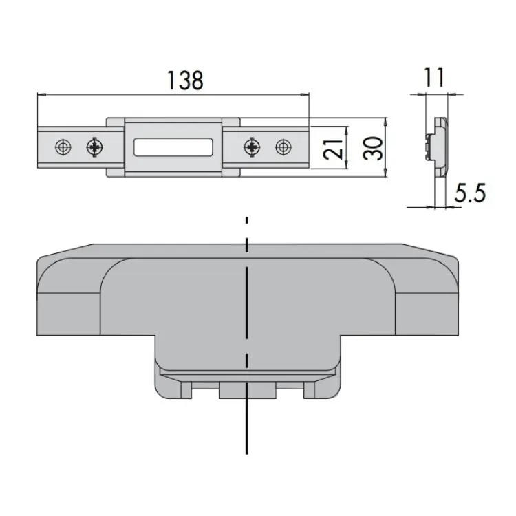 Contropiastra 06465.41 Cisa per serratura profilo R40-50TT, regolabile, frontale 138x21 mm, finitura Nero Favoriet