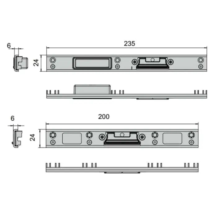 Korting Kit contropiastre Cisa serie 3 Scrocchi 06461.27.1, per profilo R sormonto, Destro, finitura Zincato