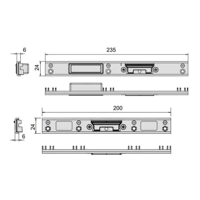 Seizoensaanbieding Kit contropiastre Cisa serie 3 Scrocchi 06461.23, per profilo CU, reversibili, finitura Inox