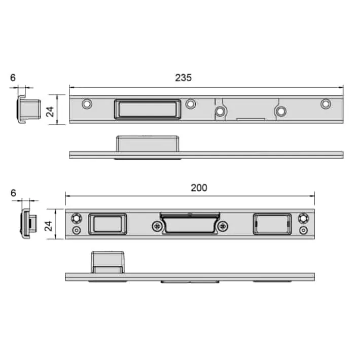 Kit contropiastre a U Cisa serie 3 Scrocchi 06461.04.2, per profilo porta, Sinistro, finitura Zincato Actieprijs