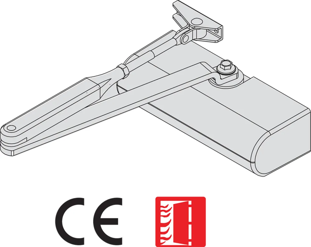 Chiudiporta Cisa serie Smart Plus 2, senza arresto, per porta larghezza massima 950 mm, colore Alluminio Voordeelprijs