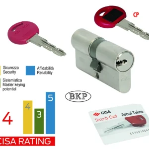 Alleen Vandaag Doppio cilindro frizionato a profilo Europeo Cisa 50/50 serie Astral Tekno, lunghezza 99 mm, colore Ottone nichelato