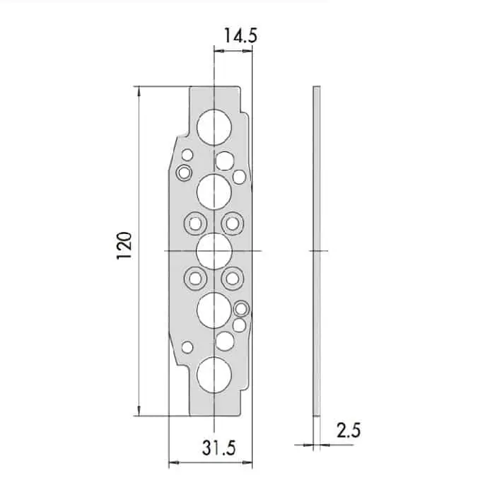 Adattatore per cilindro esterno tondo Cisa, per maniglione antipanico Touch-bar, dimensioni 120x31,5 mm Direct Beschikbaar
