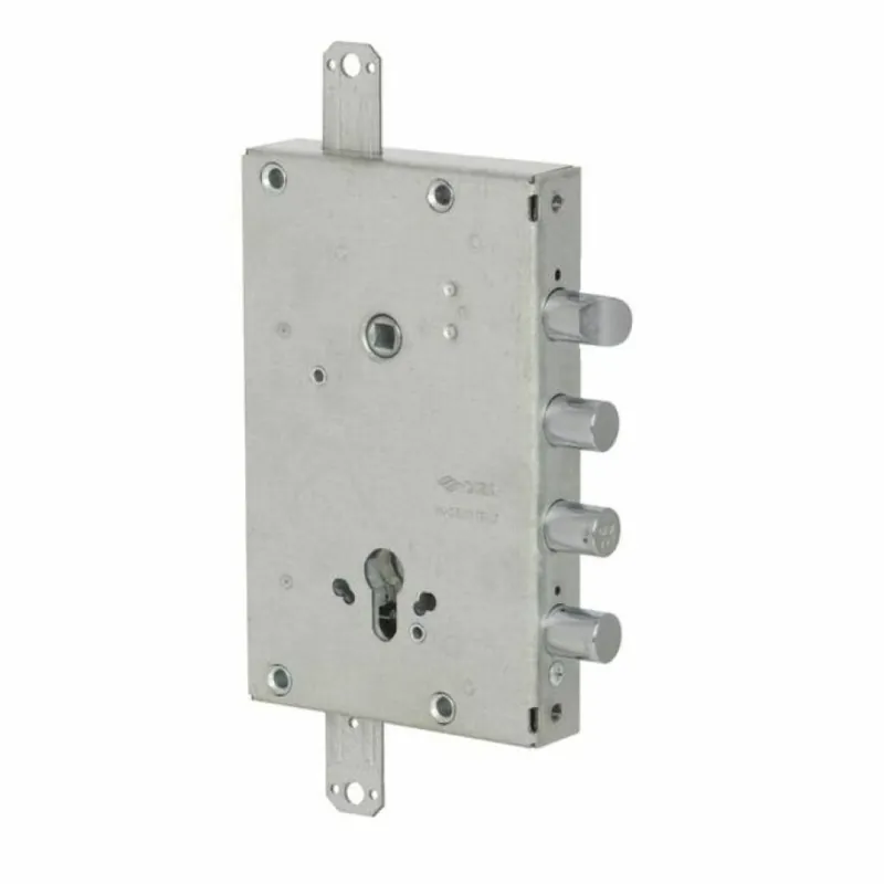 Serratura Revolution Cisa 56515 da applicare, per porta blindata, scrocco e catenaccio, 3 catenacci uscita 3,5 mm, interasse 38 mm, entrata 64 mm, Acciaio finitura Zincato Shop Nu
