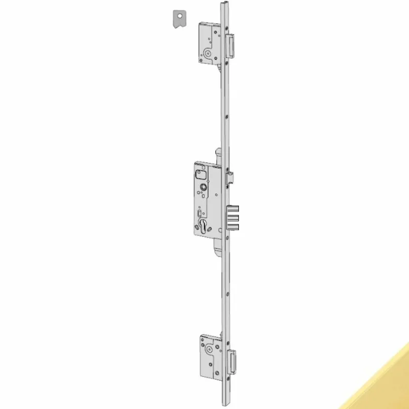 Alleen Vandaag Serratura da infilare multipunto 53155 Cisa, foro Yale, scrocco e 3 catenacci, frontale a U 22x10 mm, entrata 45 mm, finitura Ottone Satinato Verniciato