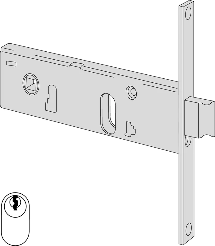 Voordeelprijs Serratura meccanica da infilare a cilindro Cisa per fascia, altezza 44 mm, scrocco con catenaccio incorporato, entrata 90 mm, frontale 20 mm