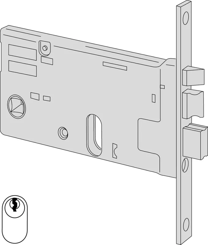 Alleen Vandaag Elettroserratura da infilare a cilindro Cisa per fascia, altezza 77 mm, scrocco e catenaccio, interasse 67 mm, entrata 80 mm, frontale 20 mm