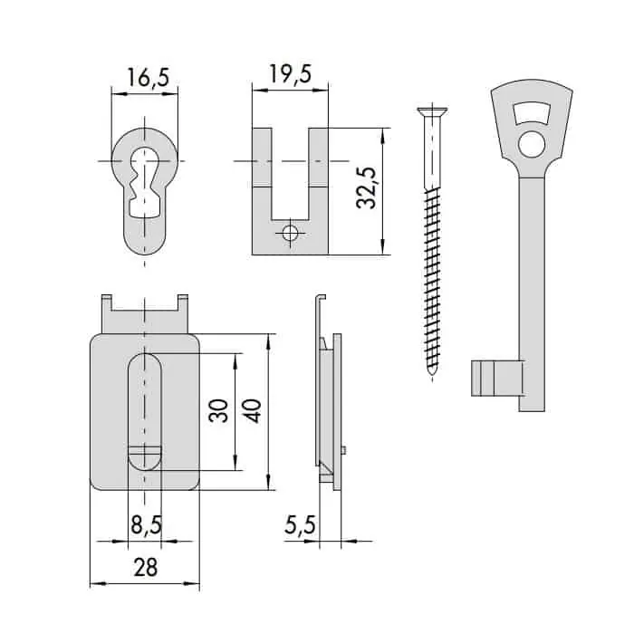 Uitverkoop Adattatore cifrato per chiave a toppa (tipo patent) Cisa, accessorio per serratura per porta tagliafuoco