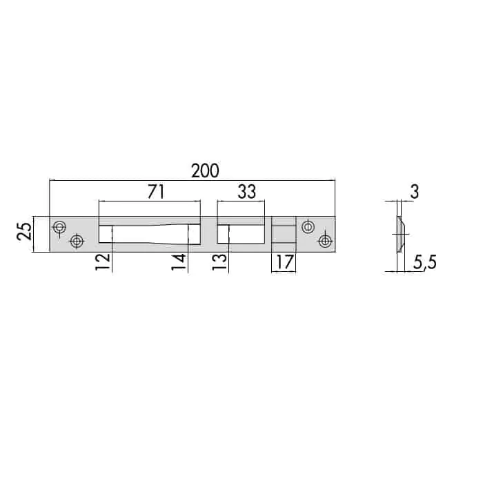 Uitverkoop Contropiastra Cisa, piana in acciaio inox, accessorio per serratura in alluminio, dimensioni 25x3 mm, lunghezza 200 mm