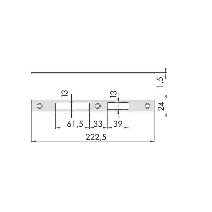 Uitverkoop Contropiastra Cisa, piana in acciaio inox, accessorio per serratura in alluminio, dimensioni 24x1,5 mm, lunghezza 222,5 mm