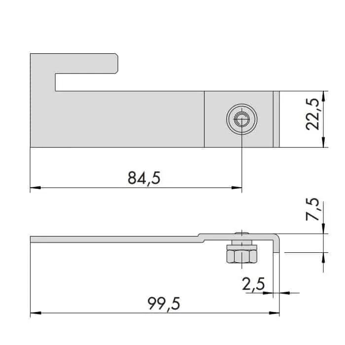Op = Op Coppia deviatori Cisa in acciaio zincato per aggancio aste-rinvii, per porte blindate, per serratura da infilare, dimensione 99,5x22,5, spessore 2,5 mm