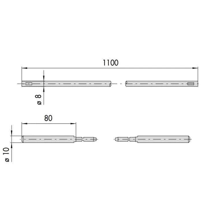Beperkt Aanbod Prolunga asta interna Cisa con rivestimento in zinco, per serratura con inserimento a doppia mappa, asta diametro 8 mm, puntale monoblocco diametro 10 mm