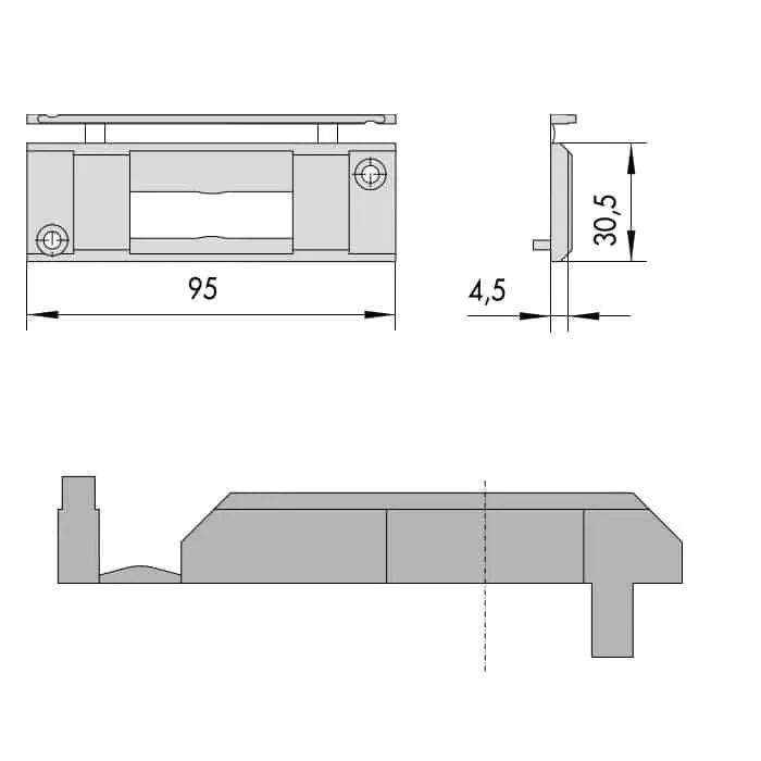 Voordeelprijs Contropiastra Cisa in nylon, per serratura da applicare, dimensione 95x30,5 mm, spessore 4,5 mm