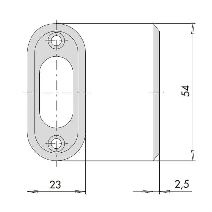Bocchetta Cisa, in ottone burattato, da abbinare a cilindri ovali, dimensione 54x23 mm, spessore 2,5 mm, accessorio per cilindro Uitverkoop
