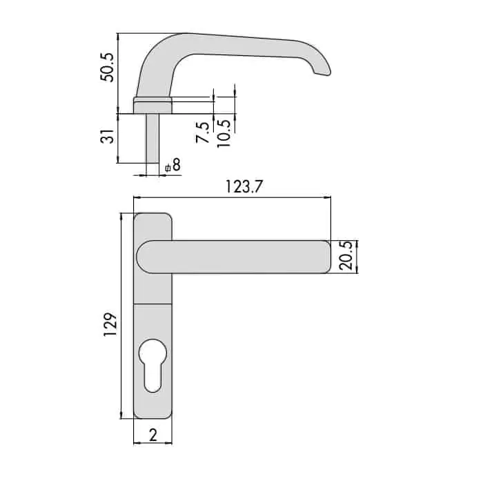 Maniglia con coprifilo Cisa, in nylon nero, per serratura in ferro serie 46305 Seizoensaanbieding