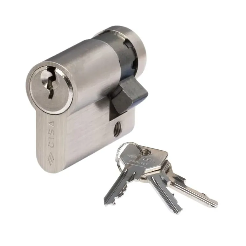 Mezzo cilindro a profilo Europeo Cisa 30/10 serie C2000, con camma speciale girata di 90°, lunghezza 39,5 mm, colore Ottone nichelato Weekendaanbieding
