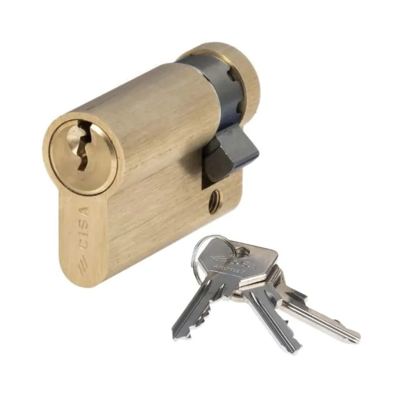 Mezzo cilindro a profilo Europeo Cisa 40/10 serie C2000, lunghezza 49,5 mm, colore Ottone smerigliato Premium