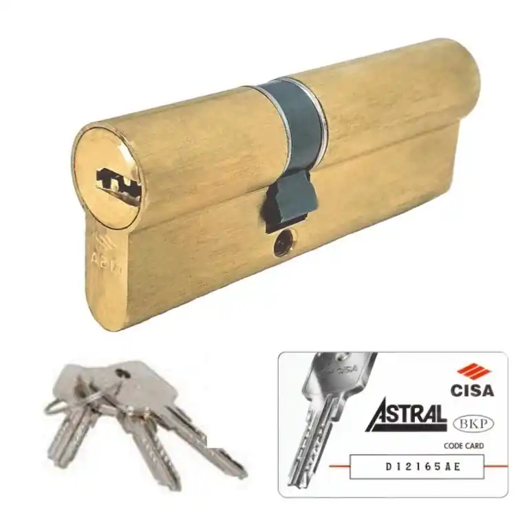 Doppio Cilindro Astral 0A310.06 Cisa per serratura, a profilo Europeo, lunghezza 61,2 mm 28-34, finitura Ottone Lucido Seizoensaanbieding
