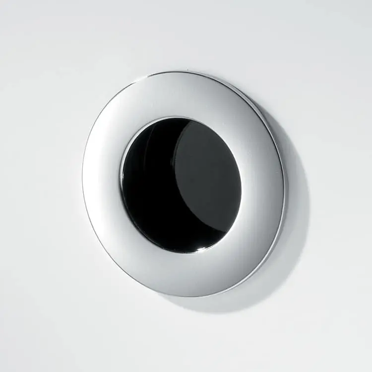 Maniglia ad incasso per ante scorrevoli mobili Confalonieri, diametro 30 mm, in metallo pressofuso e finitura Oro Lucido Express Levering