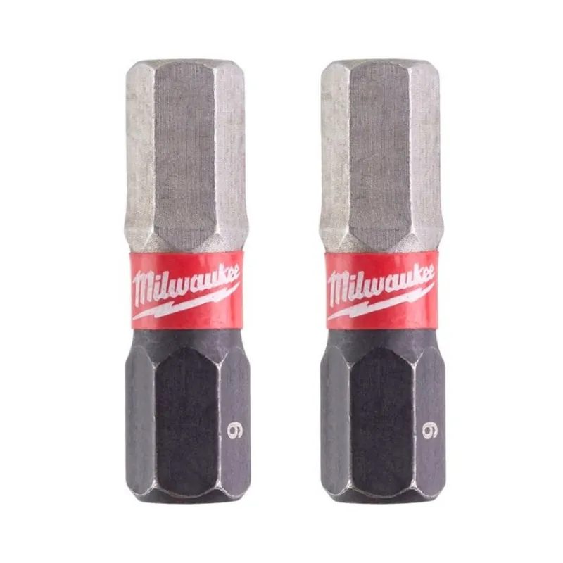 Set 2 inserti Hex 6 Shockwave Milwaukee per avvitatore ad impulso, lunghezza 25 mm, materiale Acciaio Gereduceerde Prijs