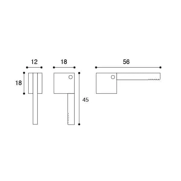 Op = Op Pomolo per mobili Confalonieri, larghezza 12 mm, lunghezza 45 mm, in metallo pressofuso e Argento