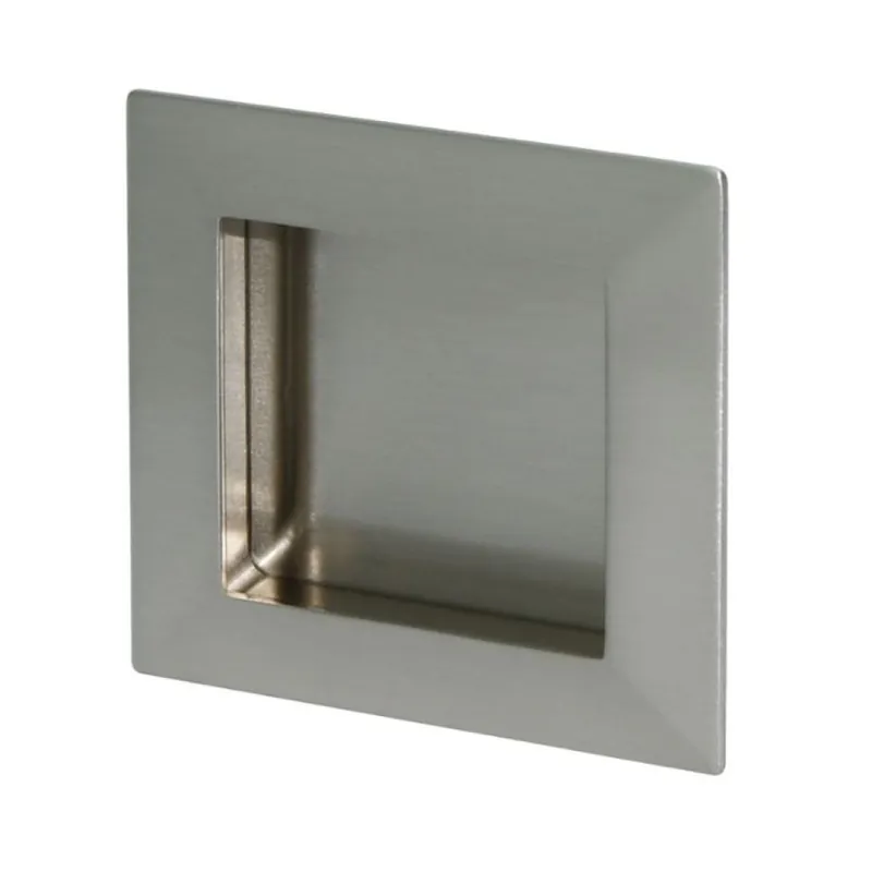 Maniglia incasso MB09078B Confalonieri per mobile, dimensione foro 63,5x63,5x10 mm, esterno 69x69x3 mm, Zama finitura Nichel Satinato Lucido Nieuw