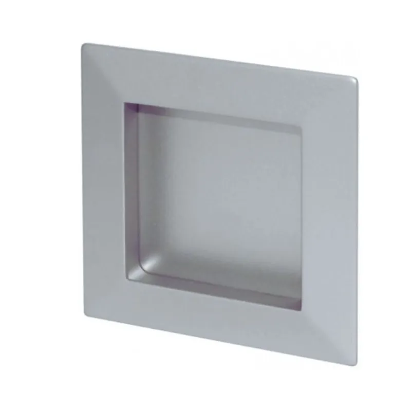 Maniglia incasso MB09078B Confalonieri per mobile, dimensione foro 63,5x63,5x10 mm, esterno 69x69x3 mm, Zama finitura Argento 7 Op = Op