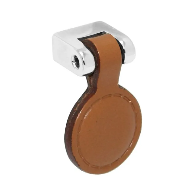 Exclusieve Aanbieding Pomolo pendente MB09006 Confalonieri per mobile, dimensione 25x39 mm, sporgenza 16 mm, Zama finitura Cromo Lucido, Cuoio Naturale