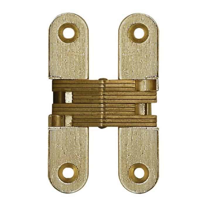 Direct Beschikbaar Cerniera a scomparsa 831 Ceam, per porta 50-70 Kg, dimensioni 116,5x25,8 mm, finitura Ottonato Lucido