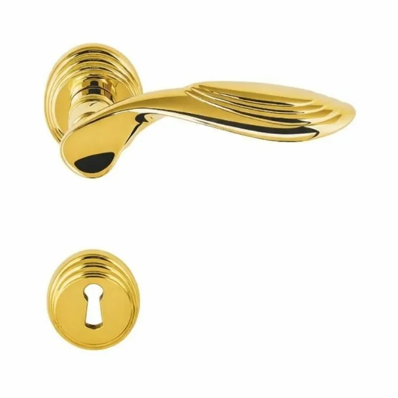 Korting Maniglia per porta, Colombo Design serie Cameo, con rosetta foro Normale, finitura Oro Lucido