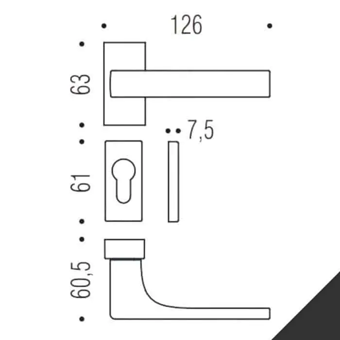 Betaalbaar Maniglia Robocinque S ID71 RSMY Colombo Design per porta, foro Yale, rosetta rettangolare 63x30 mm, finitura Grafite Mat